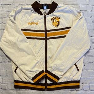 Harry Potter Hufflepuff Cream and Brown Embroidered Bomber/Windbreaker Jacket